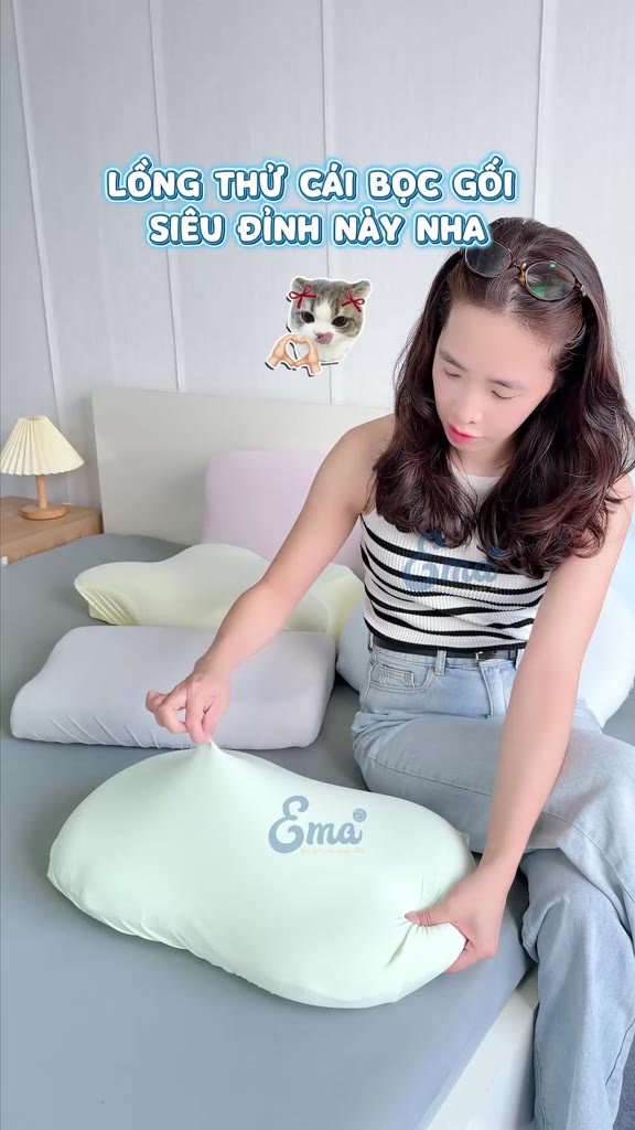 Vỏ Gối Băng Lạnh Bo Chun 360° EMA - Áo Gối Nằm Mát Mịn Thoáng Khí Co Giãn Lồng Nhanh Không Khóa Kéo | BigBuy360 - bigbuy360.vn