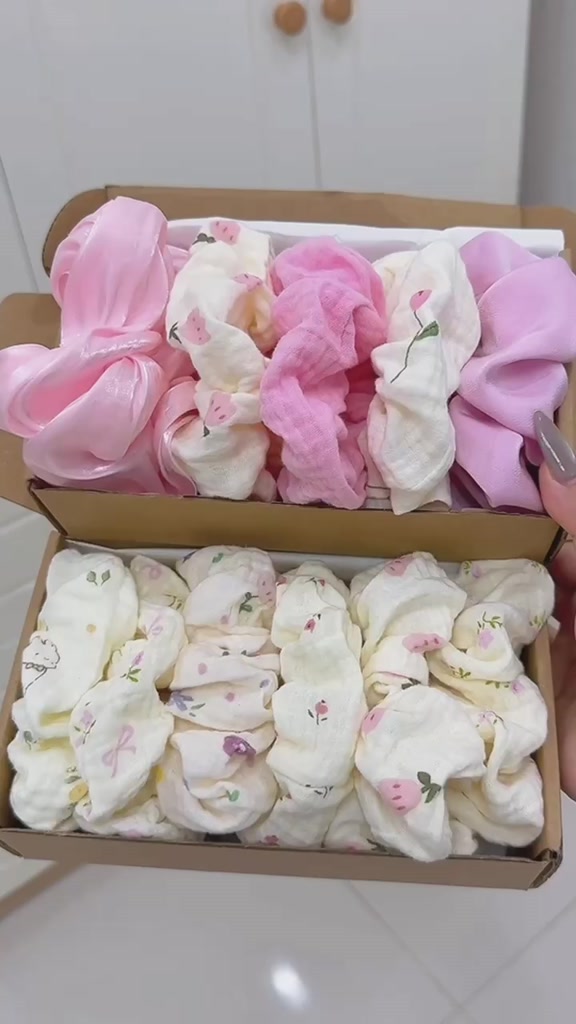 Cột Tóc Srunchies Bản Lớn Vải Muslin Mềm Mại Hoa Hoạt Hình Dễ Thương | BigBuy360 - bigbuy360.vn