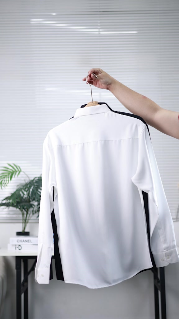 Áo sơ mi nam tay dài Trắng Đen POLYS, Vải Chéo Thái dày dặn, co giãn, thoáng khí LONG SLEEVE | BigBuy360 - bigbuy360.vn