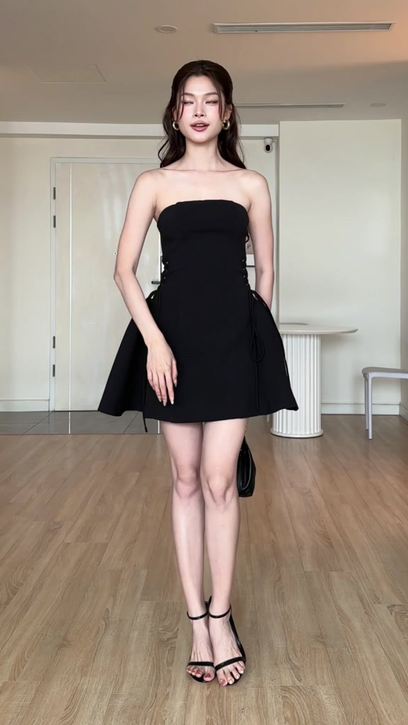 RECHIC Đầm ngắn cúp ngực Fanette phối nơ chiết eo sang trọng | BigBuy360 - bigbuy360.vn