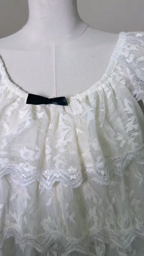 Áo Ren Babydoll Tầng Đính Nơ Điệu  Dà, Áo Ren Hoa Nhí 3 Tầng Bèo Tay Cánh Tiên By Bun222 | BigBuy360 - bigbuy360.vn