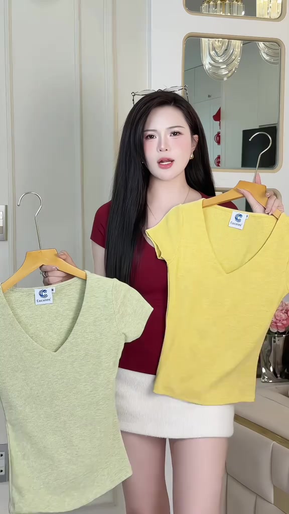 Áo Cộc Tay Cố Tim COCOLEN - Chất Liệu Tăm Muối Tiêu - Cao Cấp Thoáng Mát Co Giãn Tốt Gợi Cảm - A077 | BigBuy360 - bigbuy360.vn