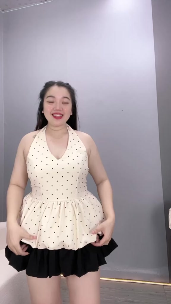 Áo Yếm Bigsize Nữ Nhún Chun Lưng Họa Tiết Chấm Bi Dễ Thương Form Peplum Tôn Dáng (55-90kg) A193 | BigBuy360 - bigbuy360.vn