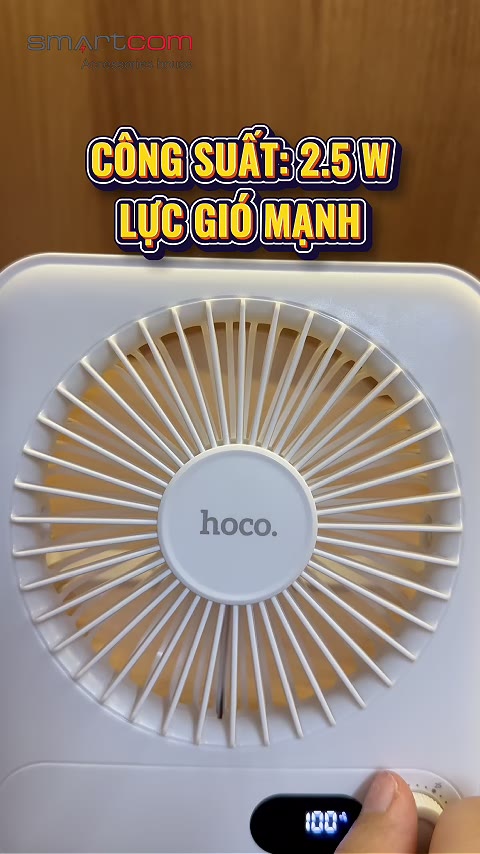(Bảo Hành 12 Tháng) Quạt Tích Điện Để Bàn HOCO HX607 Chân Đỡ, Quạt Gió Mạnh Pin Giữ 10 Tiếng Cầm Tay | BigBuy360 - bigbuy360.vn