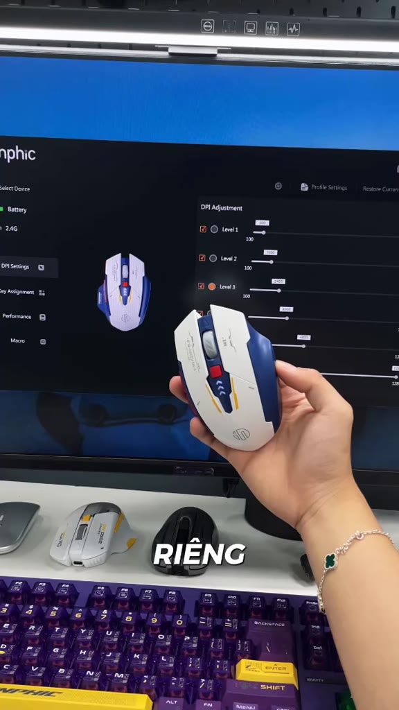 Chuột gaming không dây bluetooth SIDOTECH INPHIC F9 gundam V2  sạc pin 3 mode công thái học máy tính | BigBuy360 - bigbuy360.vn