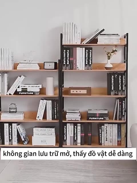 Bali Kệ Sách Sàn Đa Năng Khung Sắt Gỗ MDF Chịu Lực Nhiều Tầng Lắp Ghép Dễ Cho Phòng Khách Văn Phòng | BigBuy360 - bigbuy360.vn