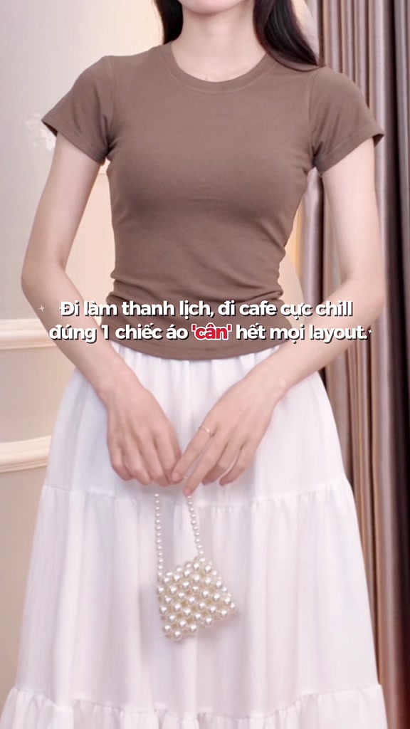 Áo thun nữ BIGSIZE Banamo Fashion áo cổ tròn cộc tay ôm body co giãn 4 chiều mềm mịn basic dễ phối đồ 395 | BigBuy360 - bigbuy360.vn