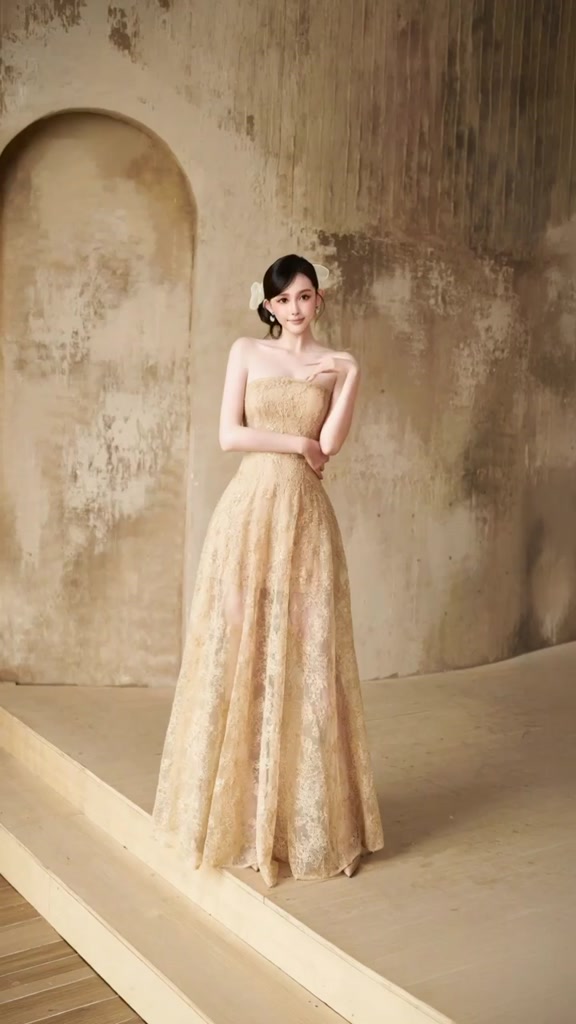Laci Dress | Váy tiệc nữ thiết kế cup ngực ren vân hoa 3D cao cấp H.I.U Fashion | đầm dáng dài sang trọng HIU design | BigBuy360 - bigbuy360.vn