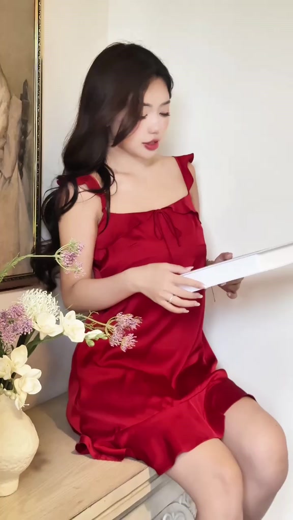 Váy Ngủ Lụa Cao Cấp 2 Dây Phối Bèo Xinh , Đầm Ngủ Lụa Latin Mềm Mại Sang Trọng Quyến Rũ Cho Nàng (V32) | BigBuy360 - bigbuy360.vn
