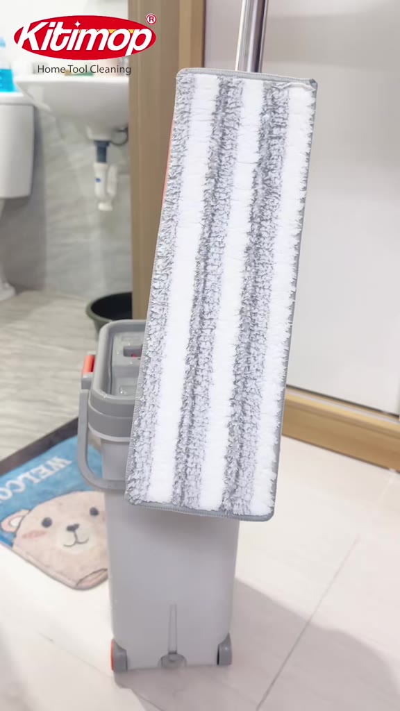 Bộ lau nhà tự vắt KITIMOP PRO MAX thùng 2 ngăn giặt vắt có bánh xe, bàn lau 38cm, kèm 3 bông lau | BigBuy360 - bigbuy360.vn