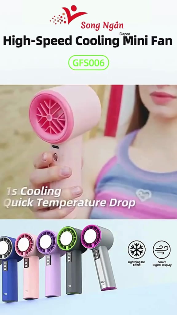 Quạt cầm tay có sò lạnh 100 tốc độ gió có thể điều chỉnh màn hình kỹ thuật số Quạt mini cầm tay | BigBuy360 - bigbuy360.vn
