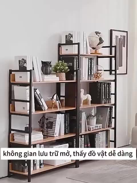 Bali Kệ Sách Kệ Để Đồ Nhiều Tầng Khung Sắt MDF Có Rào Chắn Cho Phòng Khách Văn Phòng | BigBuy360 - bigbuy360.vn
