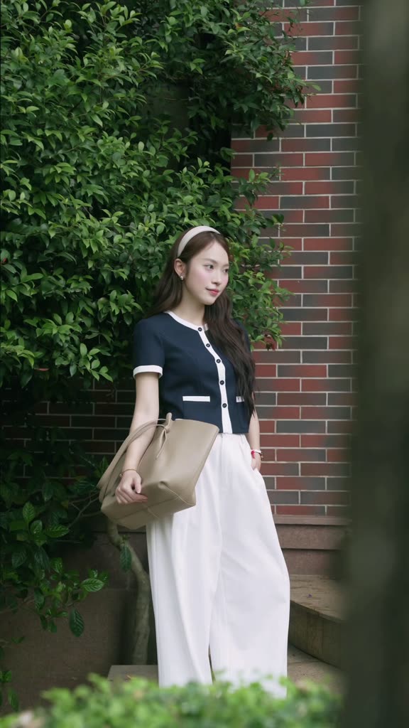 (Little Women) Áo cách điệu cộc tay chéo hàn phối viền, chất liệu cao cấp hiện đại thời trang thiết kế Calie ACC624 | BigBuy360 - bigbuy360.vn