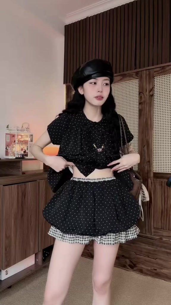Set Áo Babydoll Chấm Bi Nữ Mix Chân Váy Bí Dáng Xinh, Set Đồ Tiểu Thư Dễ Thương Đi Chơi Đi Dạo 247Store Set2050 | BigBuy360 - bigbuy360.vn