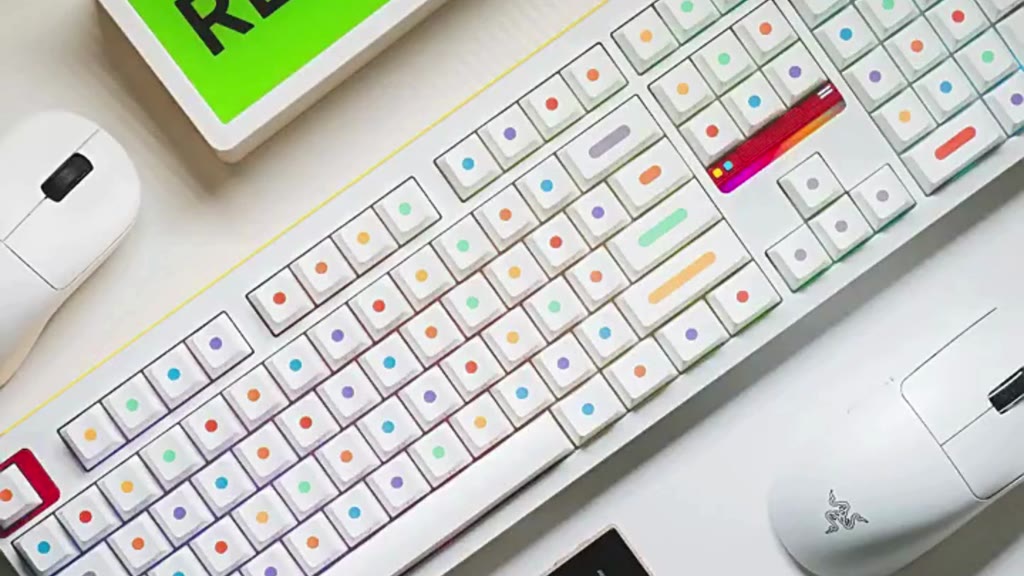 Set keycap PBT Black White Dot Dyesub Cherry Profile phù hợp các loại bàn phím cơ | BigBuy360 - bigbuy360.vn