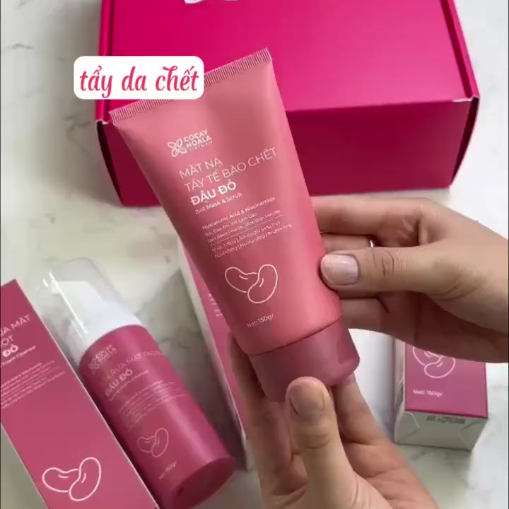 Combo Mặt Nạ Tẩy Tế Bào Chết 2in1, Sữa Rửa Mặt, Toner Đậu Đỏ Hữu Cơ Cỏ Cây Hoa Lá, Cấp Ẩm Dưỡng Da | BigBuy360 - bigbuy360.vn