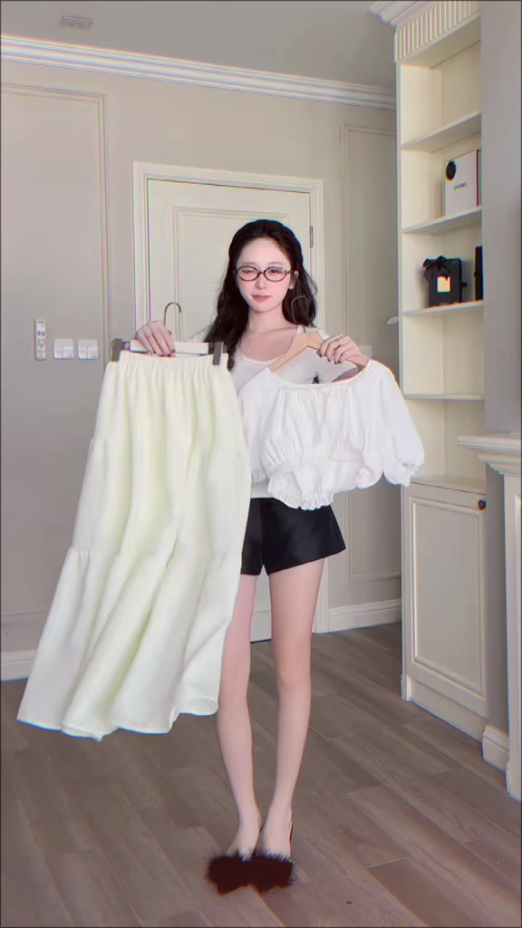 Chân váy nữ BIGSIZE Banamo Fashion váy trơn xếp ly nhún 3 tầng dáng dài chất đũi vân mây nhiều màu siêu xinh 520 | BigBuy360 - bigbuy360.vn