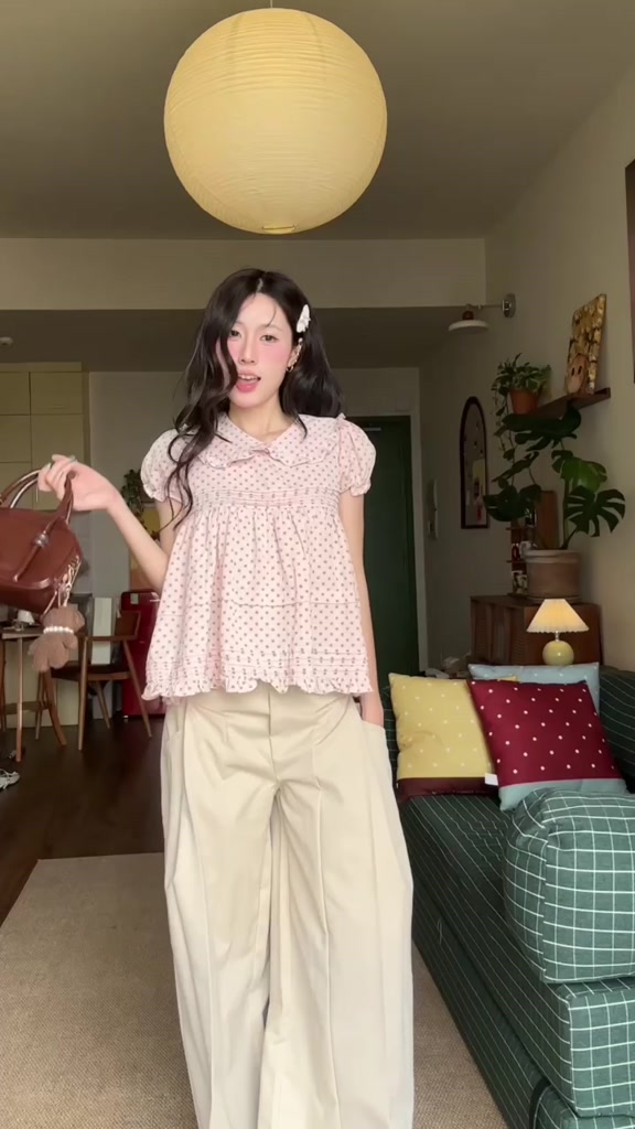 NAVIE - Áo babydoll cổ bèo hoa nhí LANA tay phồng thời trang nữ | BigBuy360 - bigbuy360.vn