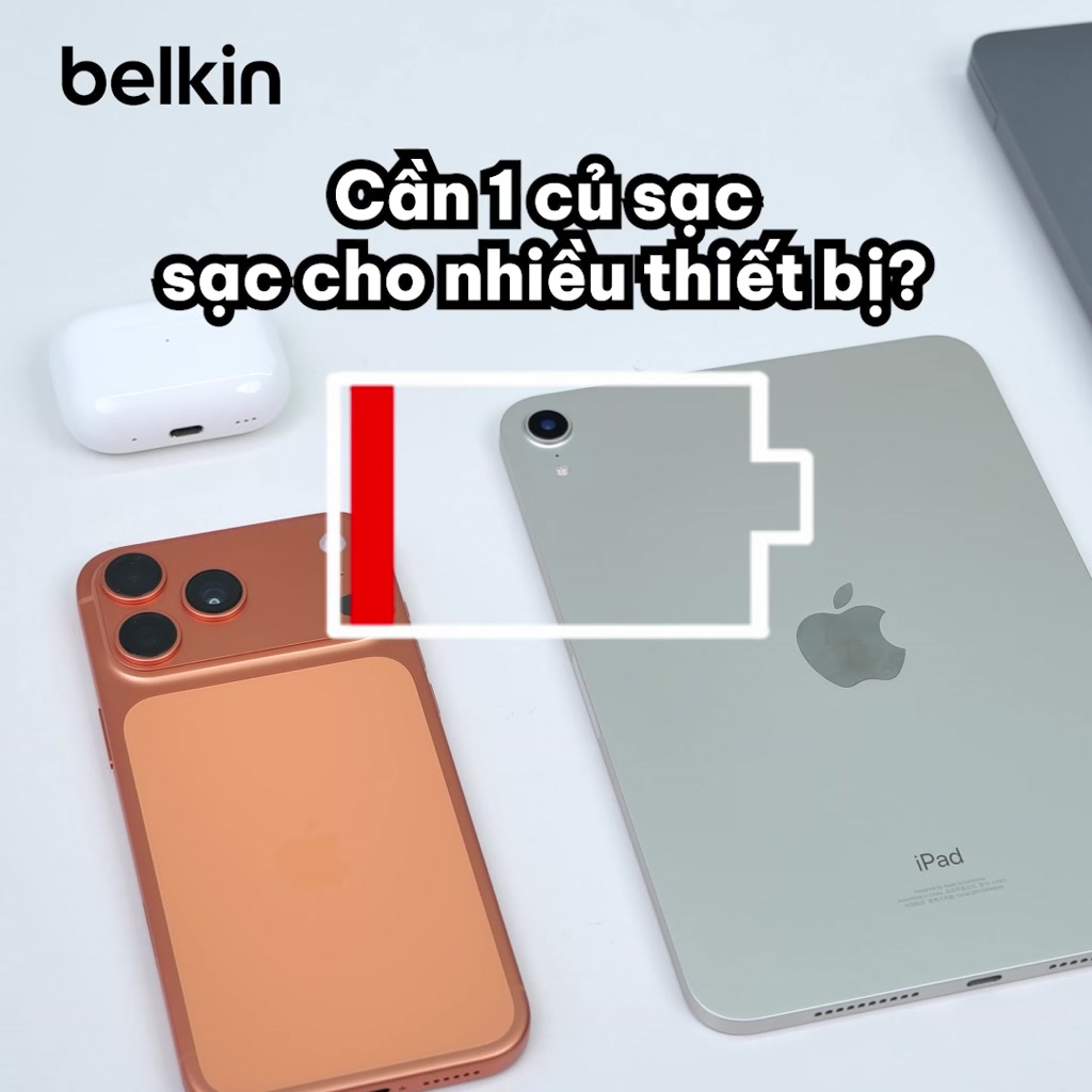 Củ sạc nhanh Belkin 67W GaN PD 3.1 có 2 cổng USB-C dành cho iPhone 17 iPad Macbook Bảo hành chính hãng 2 năm | BigBuy360 - bigbuy360.vn