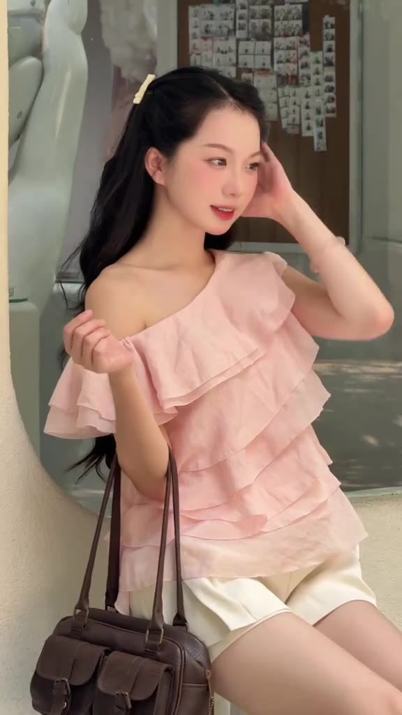 Áo Babydoll Kiểu Nữ Trễ Hở Vai Mặc 2 Kiểu Bèo Nhún Xếp Tầng Đi Biển Muà Hè Kimee - KA877 | BigBuy360 - bigbuy360.vn
