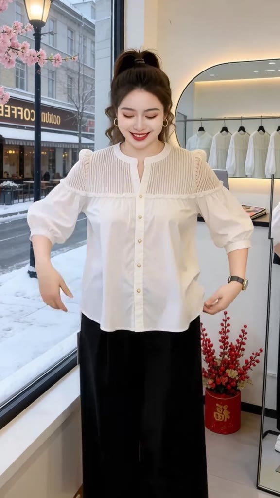 Áo Bigsize Nữ Tú Mỡ Áo Bigsize Thiết Kế Kiểu Cổ Xẻ Đi Chơi Đi Tiệc Đủ Size 45-80kg AK0405 | BigBuy360 - bigbuy360.vn