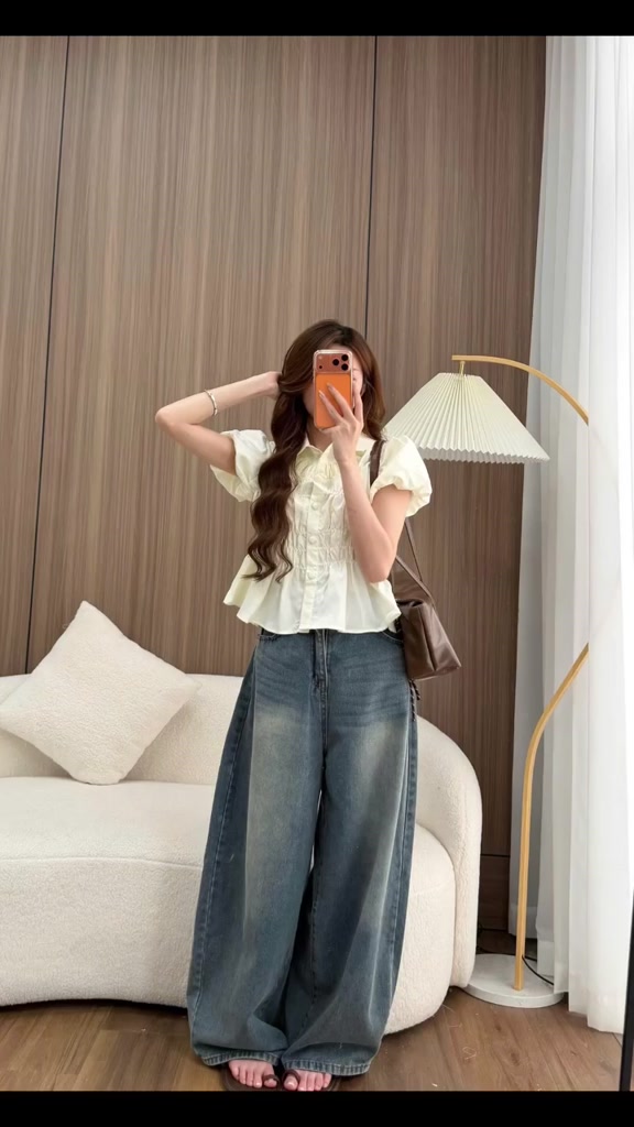 Áo Sơmi Cổ Sen Cúc Bọc Tay Bồng Chun Eo LÂM TÚ CLOTHING MA9777 | BigBuy360 - bigbuy360.vn