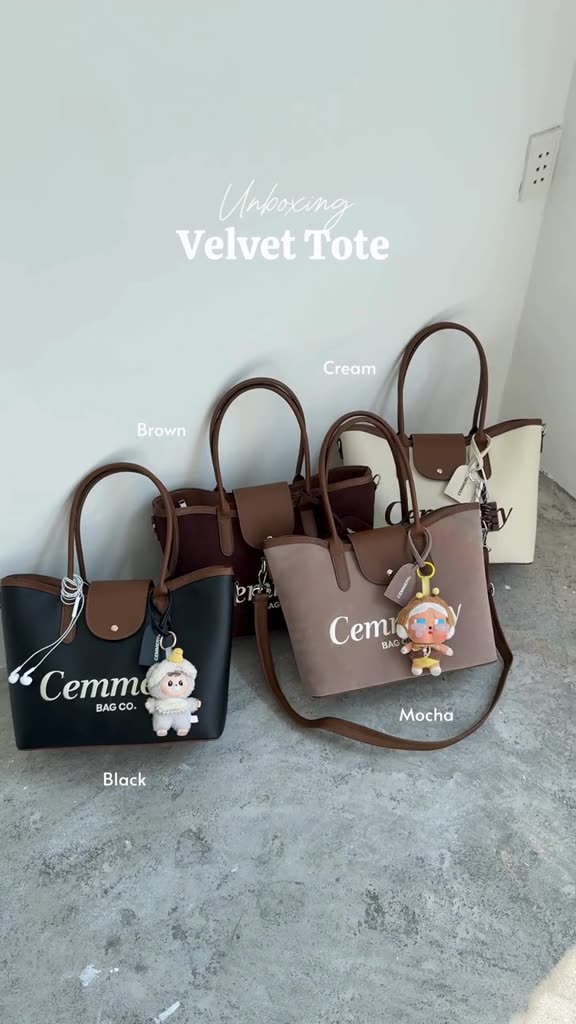 Túi Tote CEMMERY Local Brand Chính Hãng Velvet Tote Bag Đựng Được Laptop 15 Inch Logo Thêu 4 Màu | BigBuy360 - bigbuy360.vn