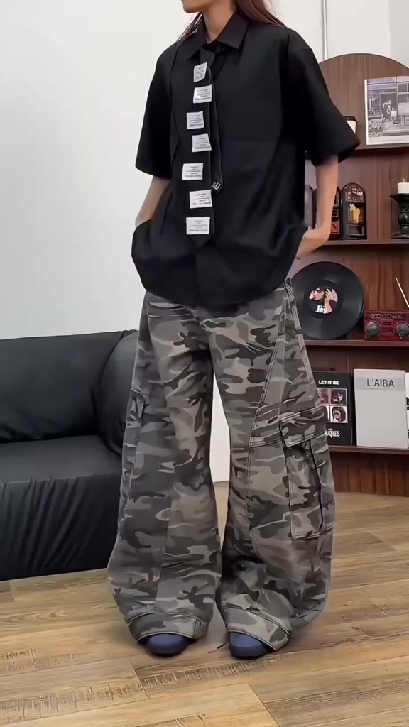 Quần Dài Túi Hộp Stressout Họa Tiết Rằn Ri Dáng Rộng – Quần Túi Hộp Unisex Phong Cách Streetwear | BigBuy360 - bigbuy360.vn