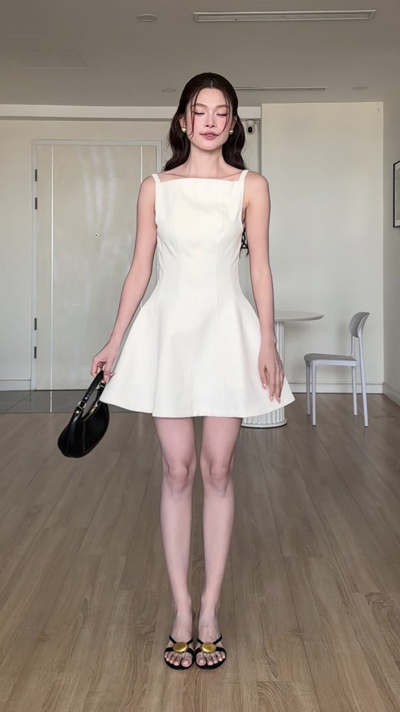 RECHIC Đầm ngắn Rilies cổ thuyền cao dáng xòe thanh lịch sang trọng | BigBuy360 - bigbuy360.vn