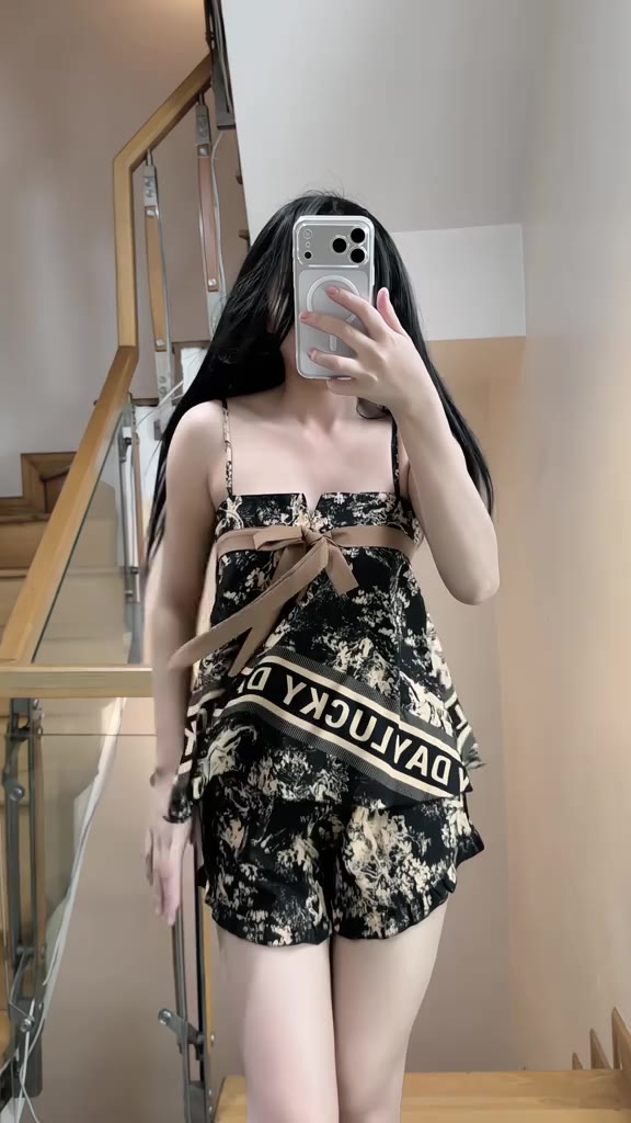 Đồ Ngủ 2 Dây Lụa Hàn L6 Kim Thanh - Short Bông Thiết Kế Cao Cấp Mềm Mịn Thoáng Mát Size 40-75kg | BigBuy360 - bigbuy360.vn