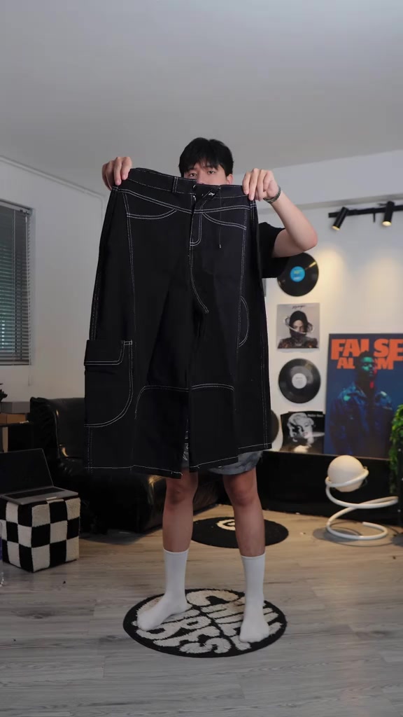Quần jean nam dáng lửng, quần short lửng ngố chất jean màu đỏ đen ống rộng form baggy hottrend mùa hè | BigBuy360 - bigbuy360.vn