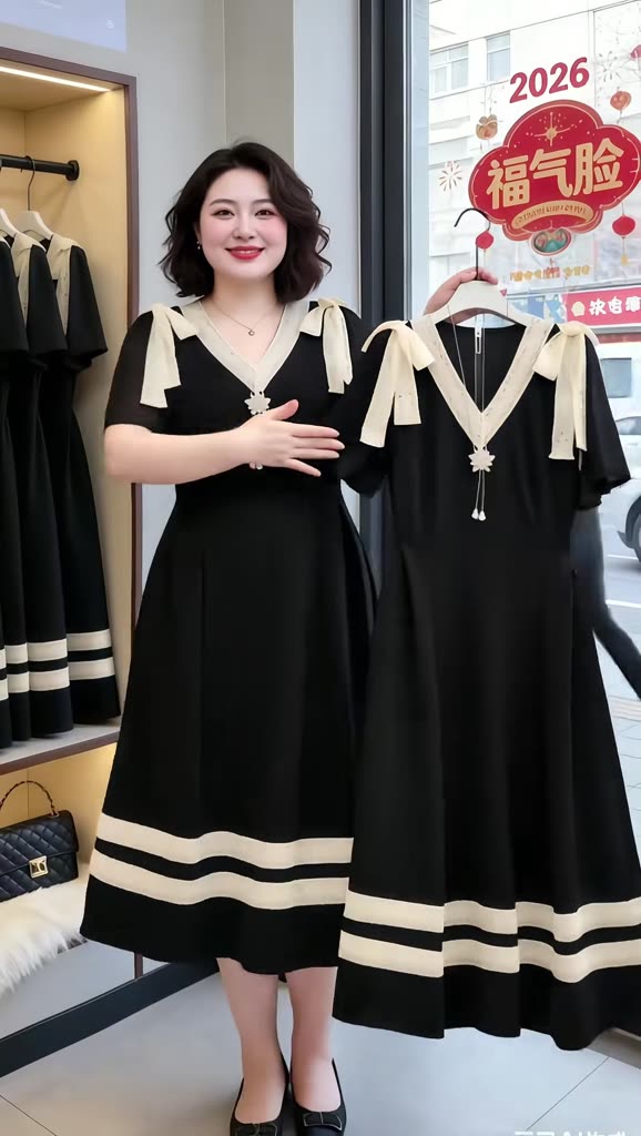 Đầm Bigsize Tú Mỡ Đầm Bigsize Nữ Thiết Kế Kiểu Thắt Nơ Dáng Dài,Trẻ Trung Đi Làm Dạo Phố Đủ Size 45-80kg DA0481 | BigBuy360 - bigbuy360.vn