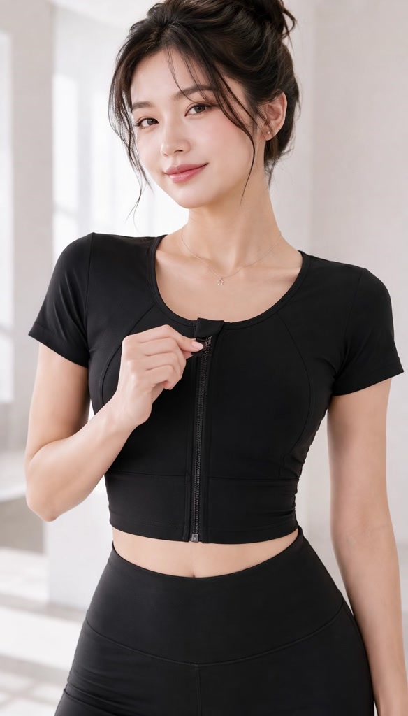 Video AC61 — Áo Croptop Thể Thao Khóa Kéo