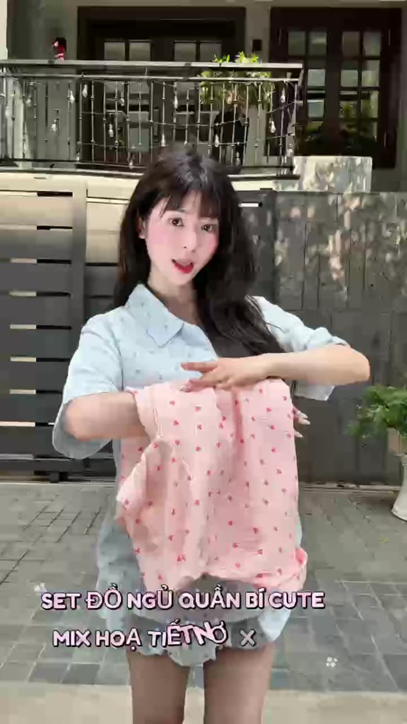 Kozoda Đồ Ngủ Cotton BN78 Họa Tiết Nơ Kẻ Sọc Quần Bí Dễ Thương Babydoll Form Rộng Ngắn Tay Size S & M Thoải Mái | BigBuy360 - bigbuy360.vn