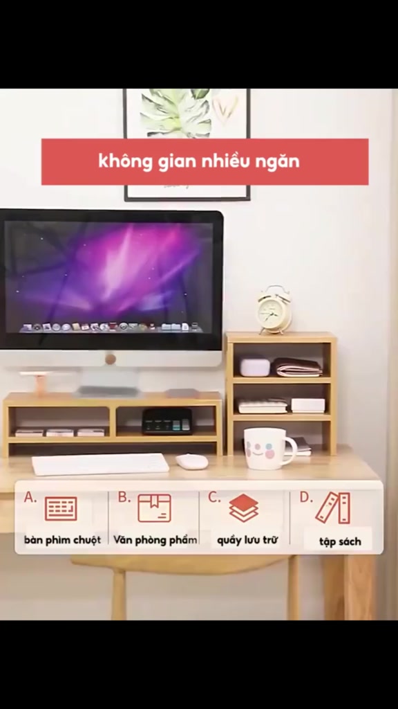 HUHU Kệ màn hình máy tính kết hợp giá sách sắp Kệ Để Máy Tính Có Ngăn Kéo Kệ Máy Tính Đa Năng Đựng Đồ Tiện Lợi | BigBuy360 - bigbuy360.vn