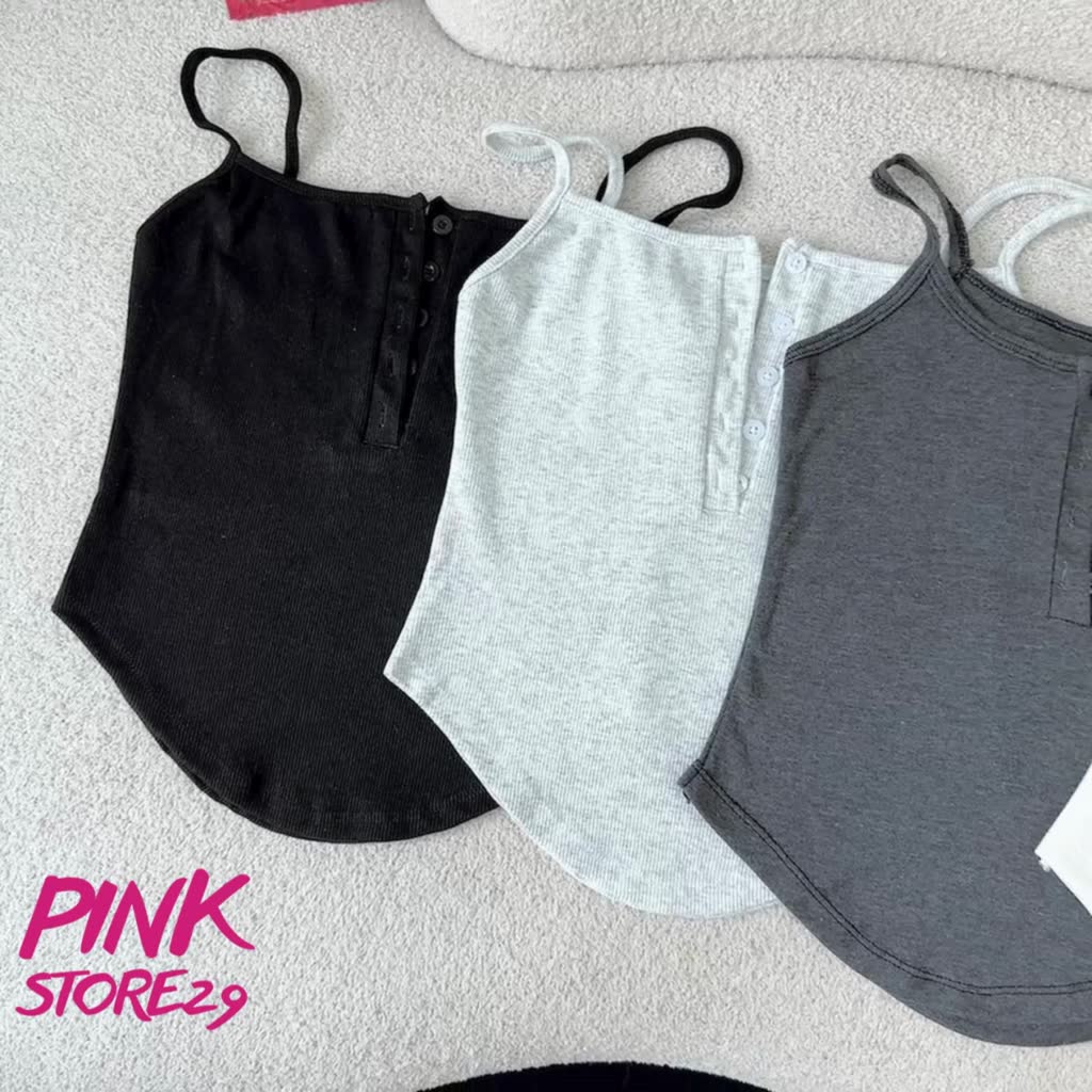 Áo kiểu 2 dây vạt bầu PINKSTORE29 phối cúc cài cổ gợi cảm A5912 | BigBuy360 - bigbuy360.vn