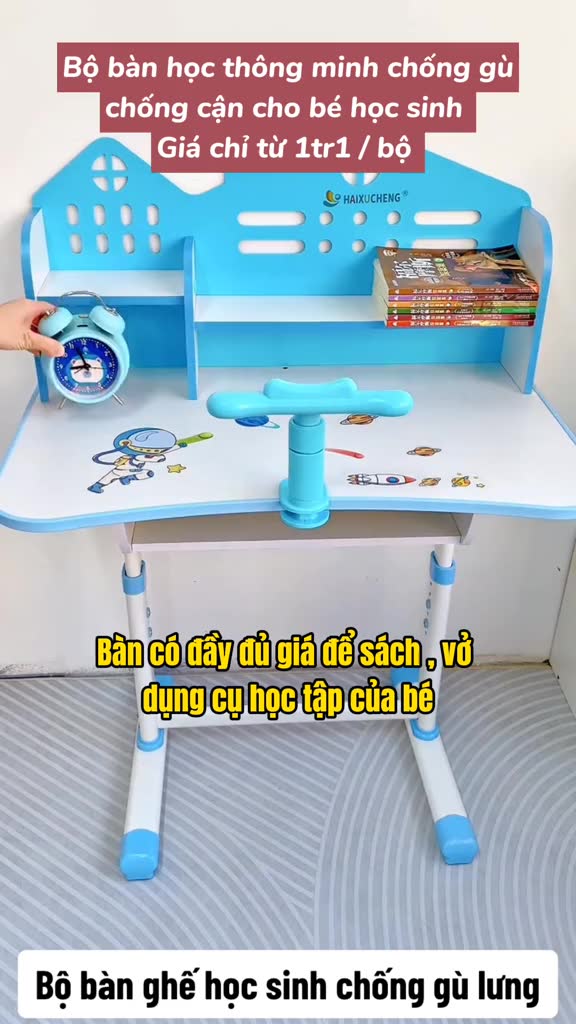 Bộ bàn học sinh SKYA C051 bàn học thông minh cho bé chống cận chống gù điều chỉnh được độ cao có giá sách ngăn đựng đồ | BigBuy360 - bigbuy360.vn
