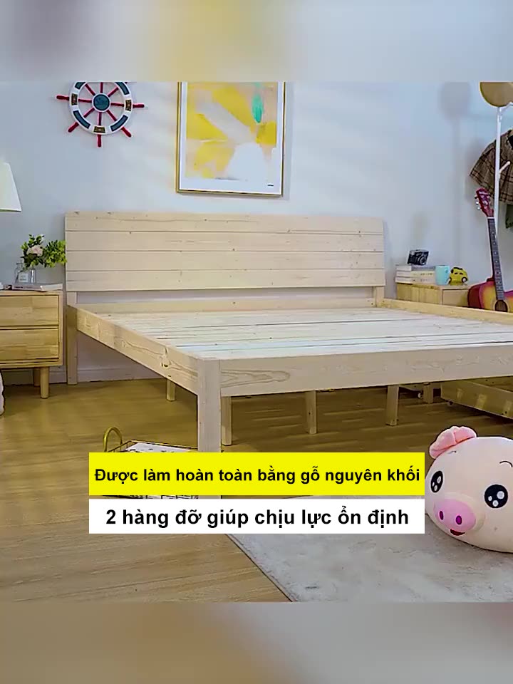 Giường ngủ gỗ thông tự nhiên bền đẹp nhiều kích thước Giường ngủ gỗ cn MDF Phong Cách Hiện Đại-180cm | BigBuy360 - bigbuy360.vn