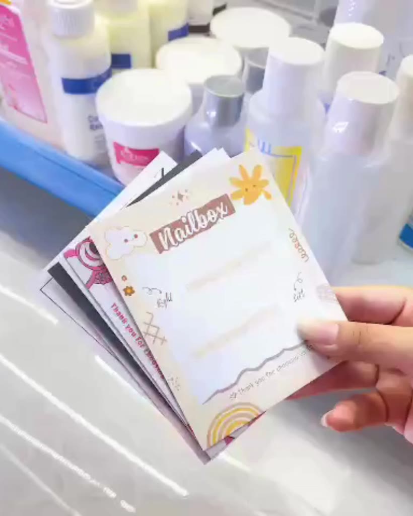 Bìa nailbox 2 mặt (kèm túi bóng cho mỗi bìa) - Thẻ gắn móng tay giả, bìa nailbox thiết kế size 9x11cm giấy C300 | BigBuy360 - bigbuy360.vn