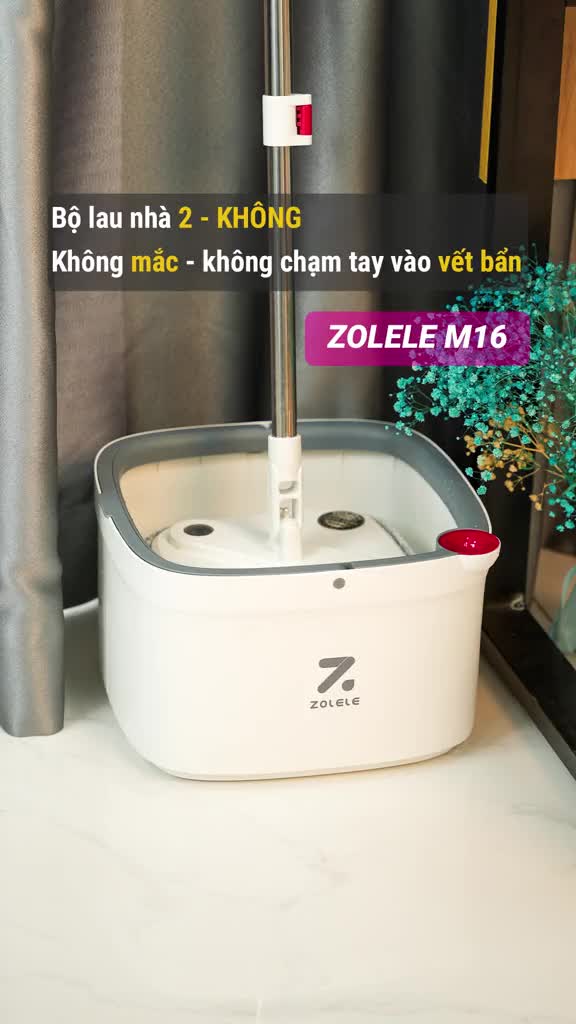 Bộ cây lau nhà ZOLELE 360 độ tự vắt 2 ngăn tách riêng nước bẩn M16 - Chính hãng | BigBuy360 - bigbuy360.vn