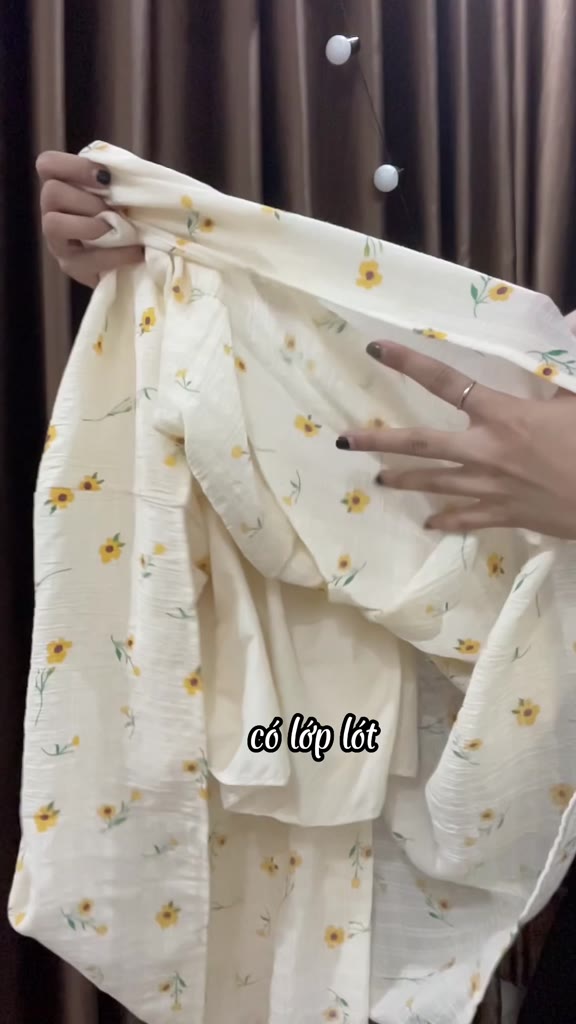 [ẢNH THẬT] Váy hai dây hoa nhí, đầm babydoll buộc nơ vai chất đũi mềm hai lớp thời trang đi biển - V311 | BigBuy360 - bigbuy360.vn