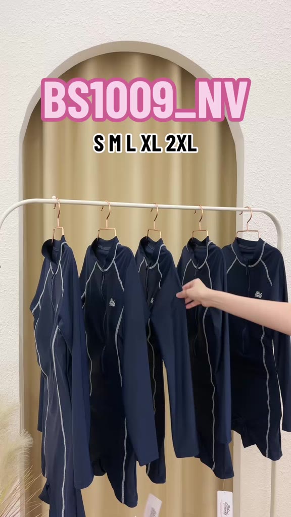 Đồ bơi Nữ BIKINI PASSPORT một mảnh tay dài may 4 kim có khóa & logo - màu Xanh Navy - BS1009_NV | BigBuy360 - bigbuy360.vn