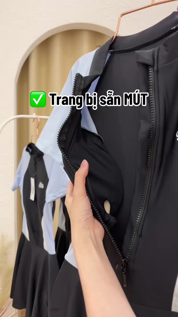 Đồ bơi Nữ BIKINI PASSPORT một mảnh tay ngắn dạng váy có khóa & logo - màu Đen - BS1008_BL | BigBuy360 - bigbuy360.vn