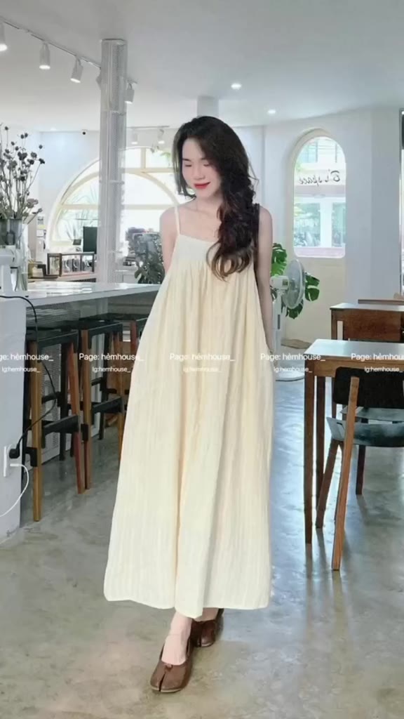 Váy Maxi 2 Dây Be Khuy Sau Dáng Suông Hàng 2 Lớp, Đầm Maxi Nữ Đi Biển (Váy Có Quai Chỉnh Có Túi Bên) V07 | BigBuy360 - bigbuy360.vn