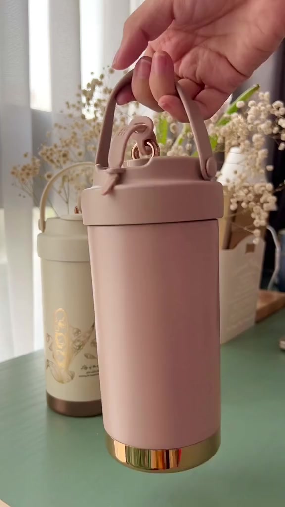 Ly giữ nhiệt Lily inox 316 tráng Sứ cao cấp, cốc giữ nhiệt 500ml Fan House có ống hút thủy tinh | BigBuy360 - bigbuy360.vn