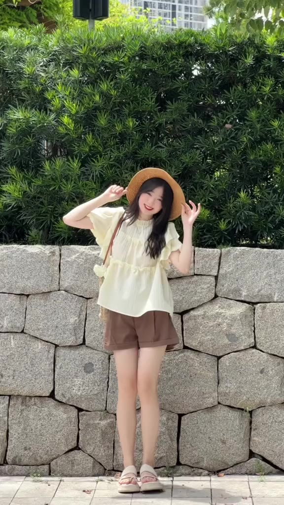 Áo babydoll tay bồng BÈO TẦNG phong cách Hàn Quốc vạt cánh tiên chất đũi gân Samsu.clothing_saigon | BigBuy360 - bigbuy360.vn