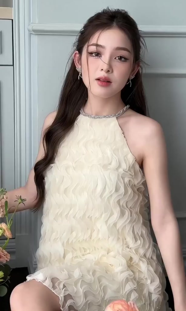 Váy cổ yếm nữ phối cổ đá dáng xòe Linly Store V-VPC4 | BigBuy360 - bigbuy360.vn