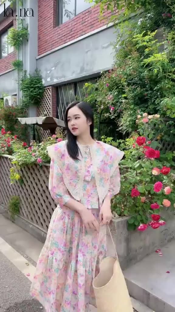 Váy thiết kế cao cấp La.na set váy tiểu thư dài tay cá tính hoạ tiết - SV021 | BigBuy360 - bigbuy360.vn