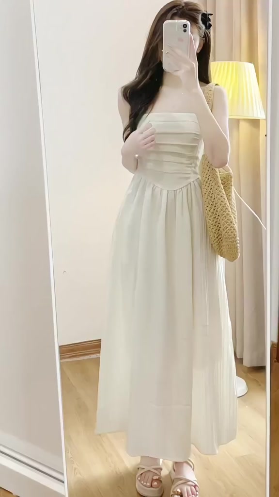 Đầm 2 Dây Cúp Ngực Chất Đũi Gân Bèo Lou Dress, Váy Cúp Ngực 2 Dây Bánh Bèo Cực Xinh | BigBuy360 - bigbuy360.vn