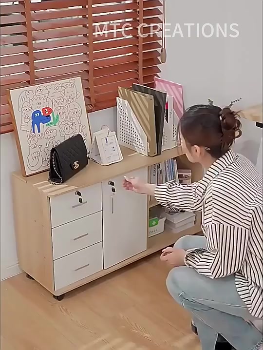 BMZAR Tủ hồ sơ văn phòng Tủ Hộc ngăn kéo gỗ có bánh xe di 3 ngăn 1 ngăn khóa tiện lợi gọn gàng | BigBuy360 - bigbuy360.vn